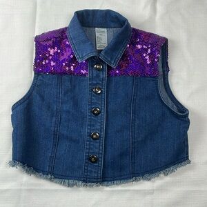 Weissman Girl's Denim and Sequins Vest
